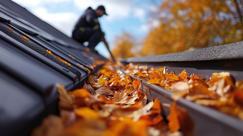 Cleaning Leaves From Gutter